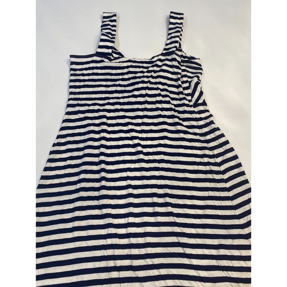 Spense Missy Size M Navy Blue and White Striped Maxi Tank Dress V-Neck - Picture 7 of 8